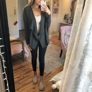 LOFT Charcoal Grey Ruffle Cardigan